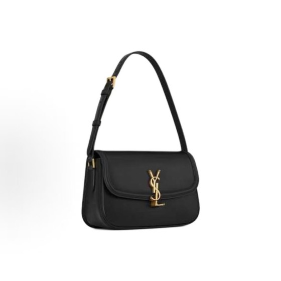 SAINT LAURENT YSL SOLFERINO letter LOgo lock opening and closing shoulder strap adjustable underarm bag, single shoulder bag, medium size, black